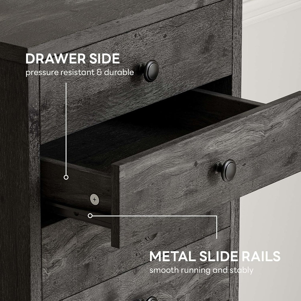 LIKIMIO Tall Dresser, Small Dressers with 8 Storage Drawers, Chest of Drawers for Organizing, Tall Narrow Dresser for Bedroom, Charcoal Grey