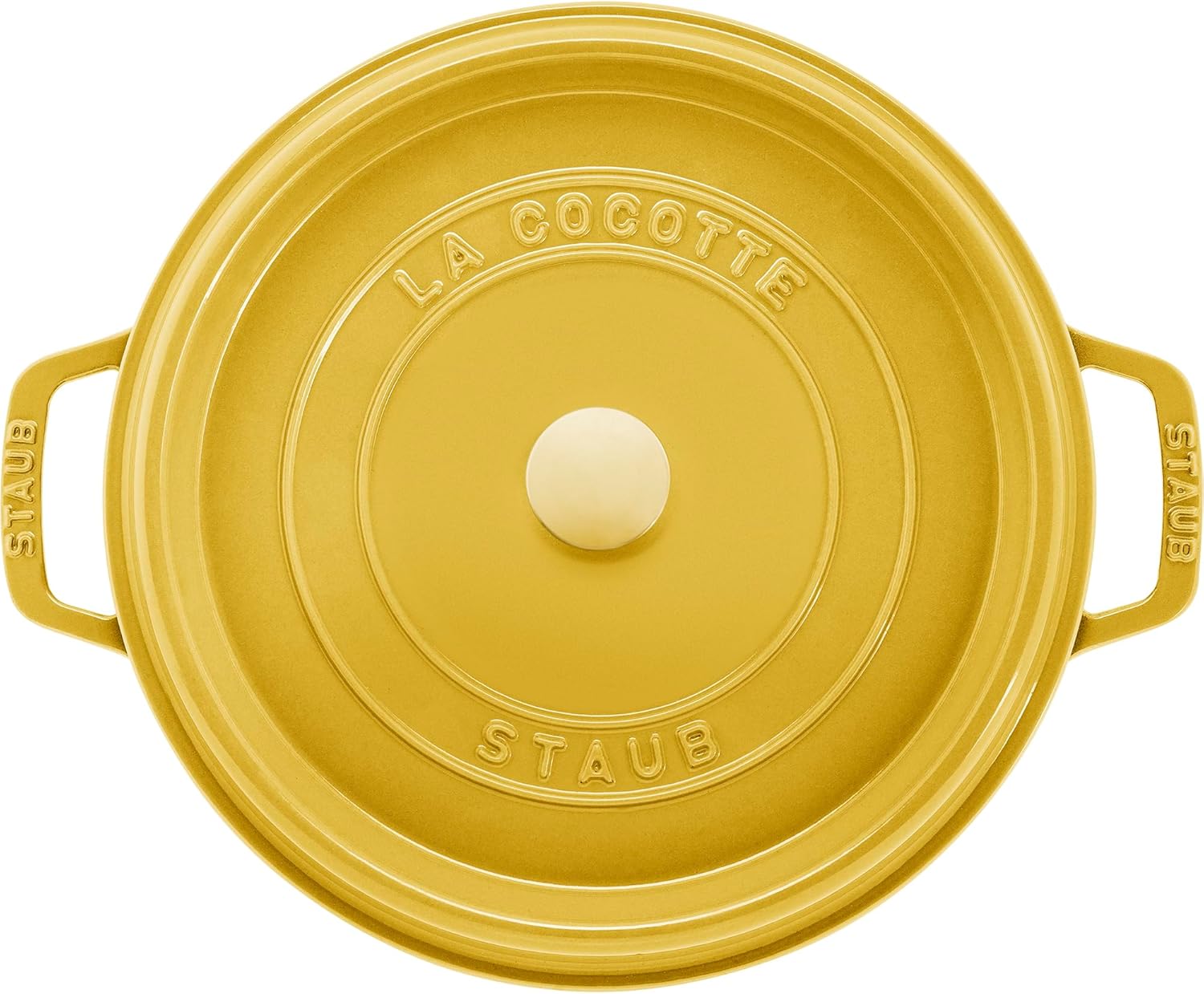 Staub Cast Iron Round Cocotte, Dutch Oven, 5.5-quart, serves 5-6, Made in France, Citron