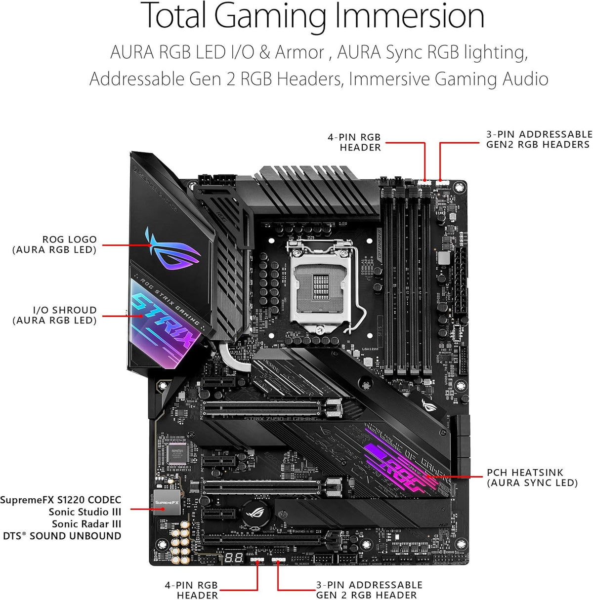 ASUS ROG Strix Z490-E Gaming Z490- WiFi 6, LGA 1200 (Intel 10th Gen) ATX Gaming Motherboard, 14+2 Power Stages, DDR4 4600, Intel 2.5 Gb Ethernet