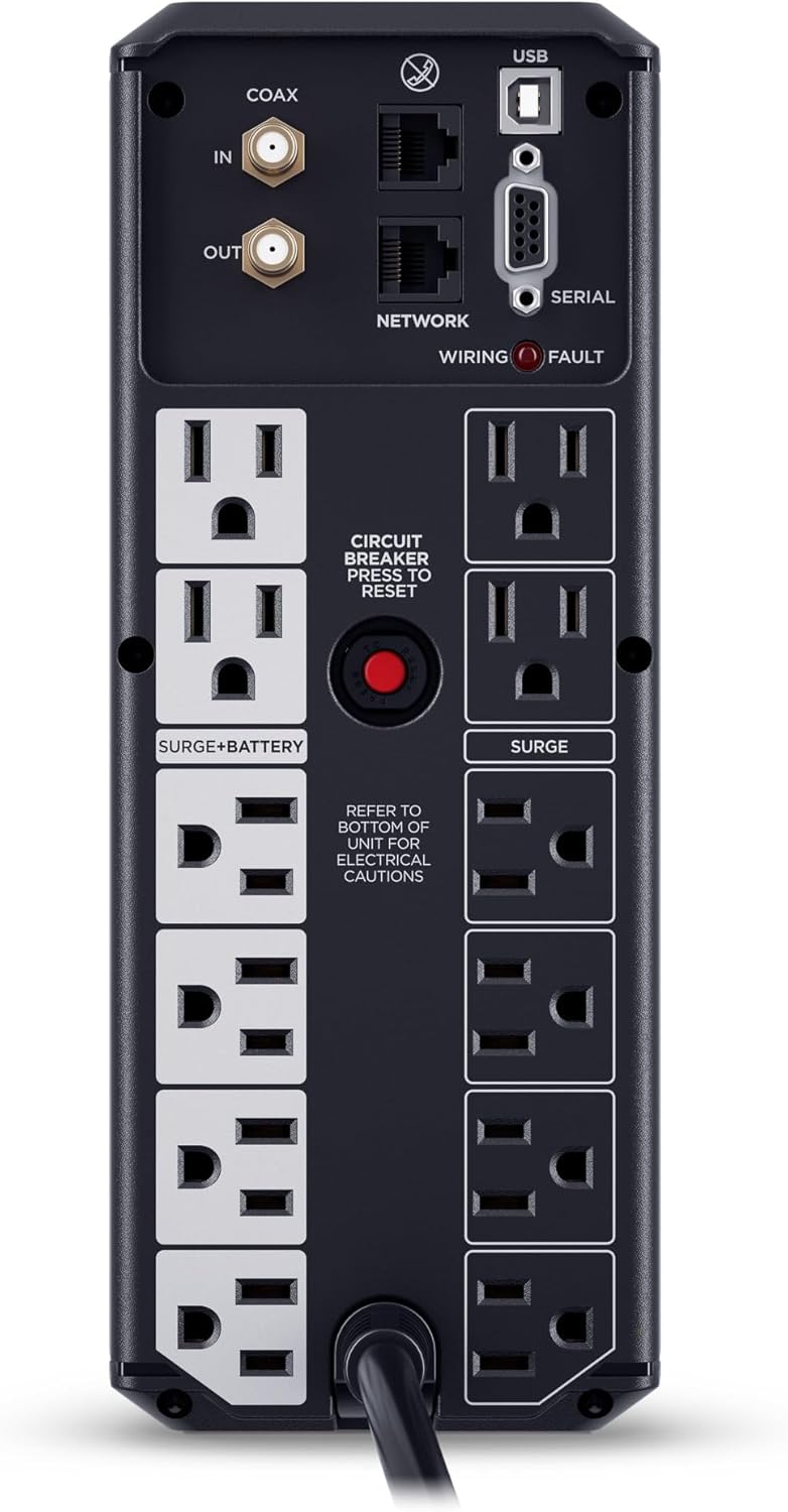 CyberPower CP1500AVRLCD3 Intelligent LCD UPS Battery Backup and Surge Protector, 1500VA/900W, 12 Outlets, 2 USB Ports, AVR, Mini Tower, UL Certified