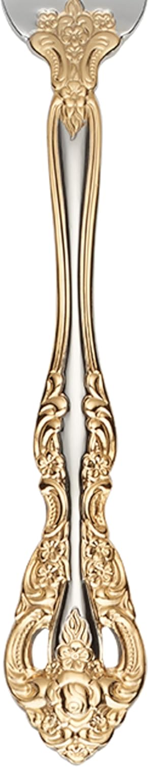 Oneida Silverware Set, Golden Michelangelo 20 Piece Fine Flatware Set, Service For 4, 18/10 Stainless Steel With Gold Carat Tips, Knives Spoons And Forks Sets, Dishwasher Safe (Gold/Silver, 20 Pieces)