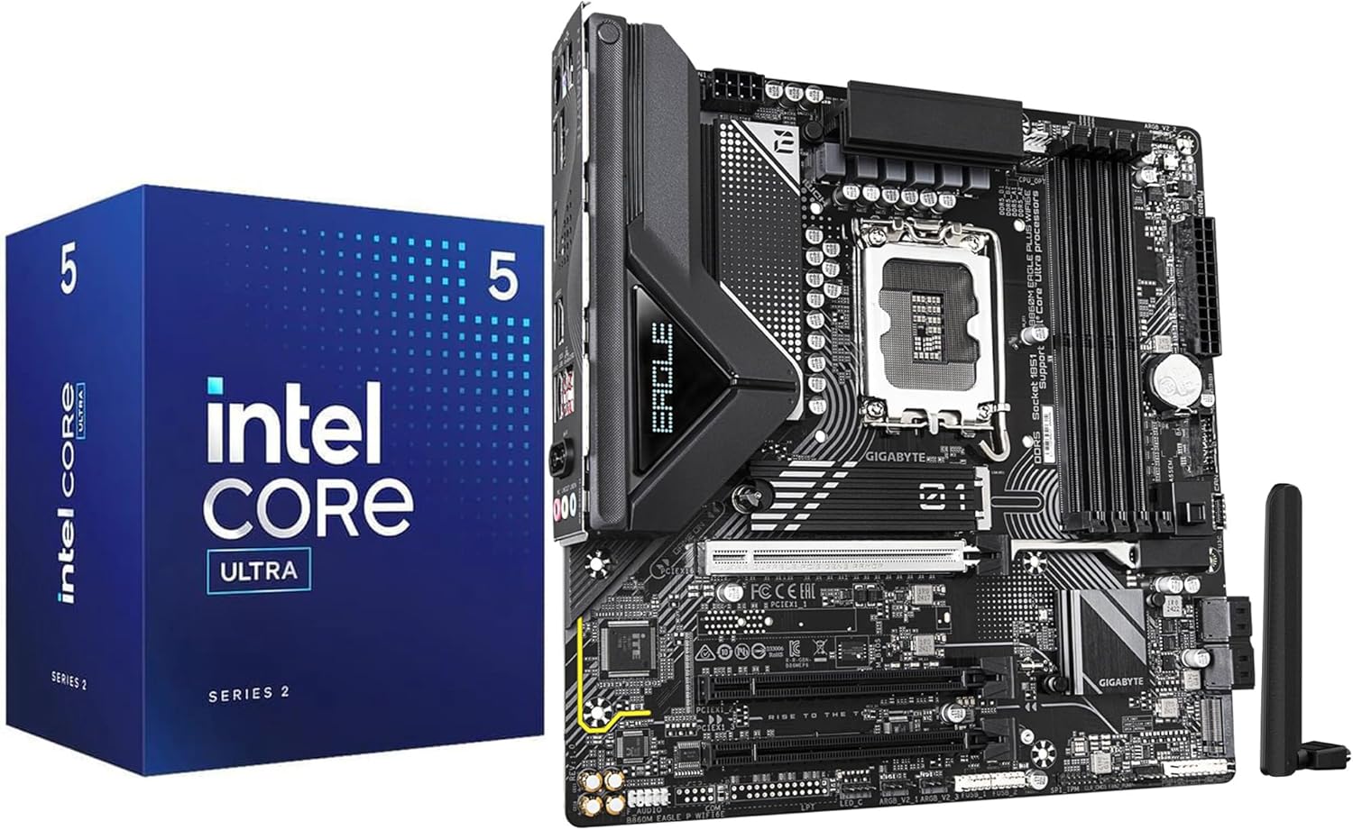 Micro Center CPU Motherboard Combo -Ultra 5 Desktop Processor 225F 10 cores with GIGABYTE B860M Eagle Plus WIFI6E LGA1851 Motherboard