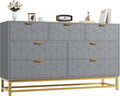 IDEALHOUSE Grey 7 Drawer Dresser for Bedroom, 53.5” Large Dresser with Metal Legs, Modern Chest Organizer with Wide Storage, Chest of Drawers for Bedroom, Living Room, Entryway