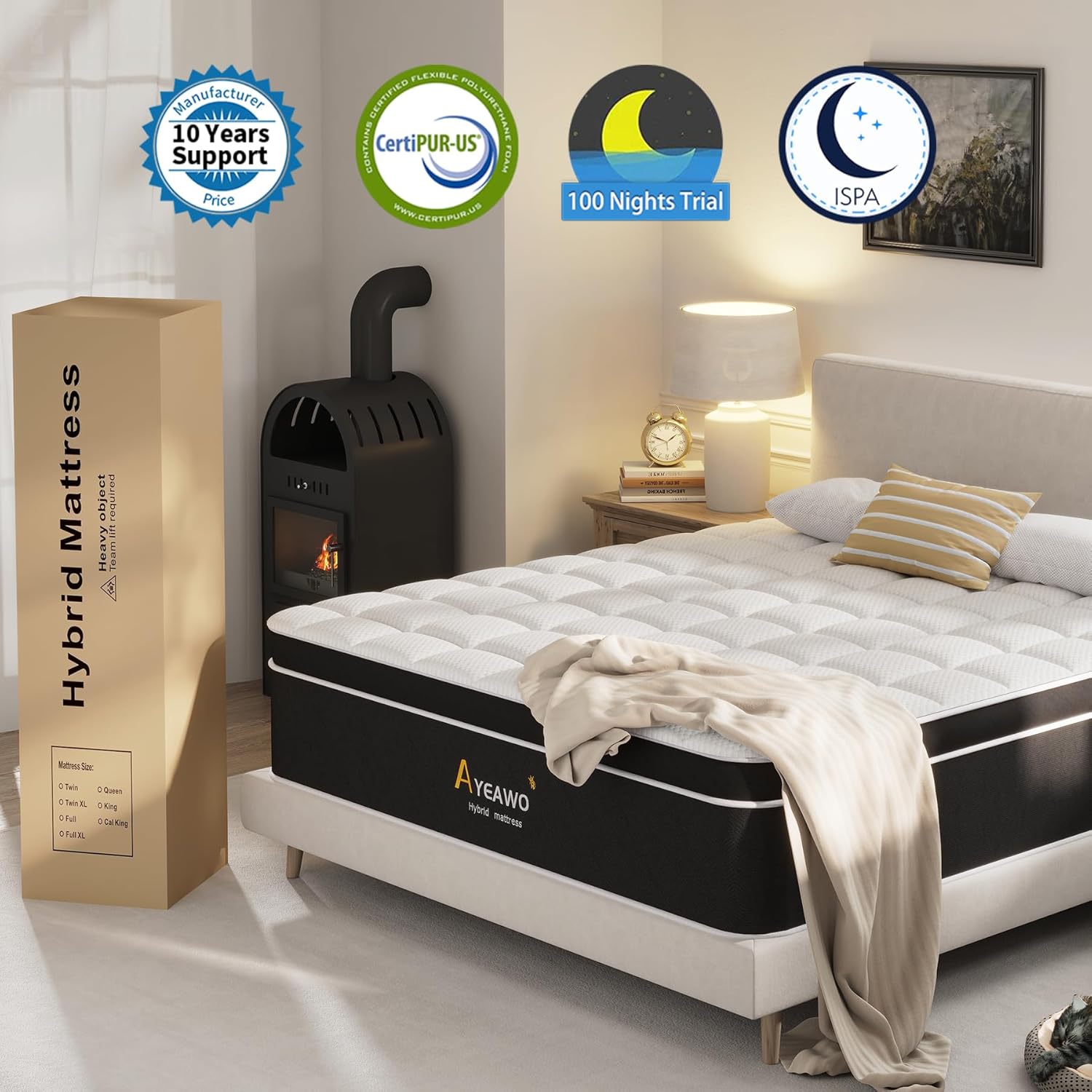 King Size Mattress 12 Inch, Premier King Bed Mattress in a Box with Gel Memory Foam & Pocket Springs for Pressure Relief & Motion Isolation, 365-Night Trial, CertiPUR-US, Upgraded Support