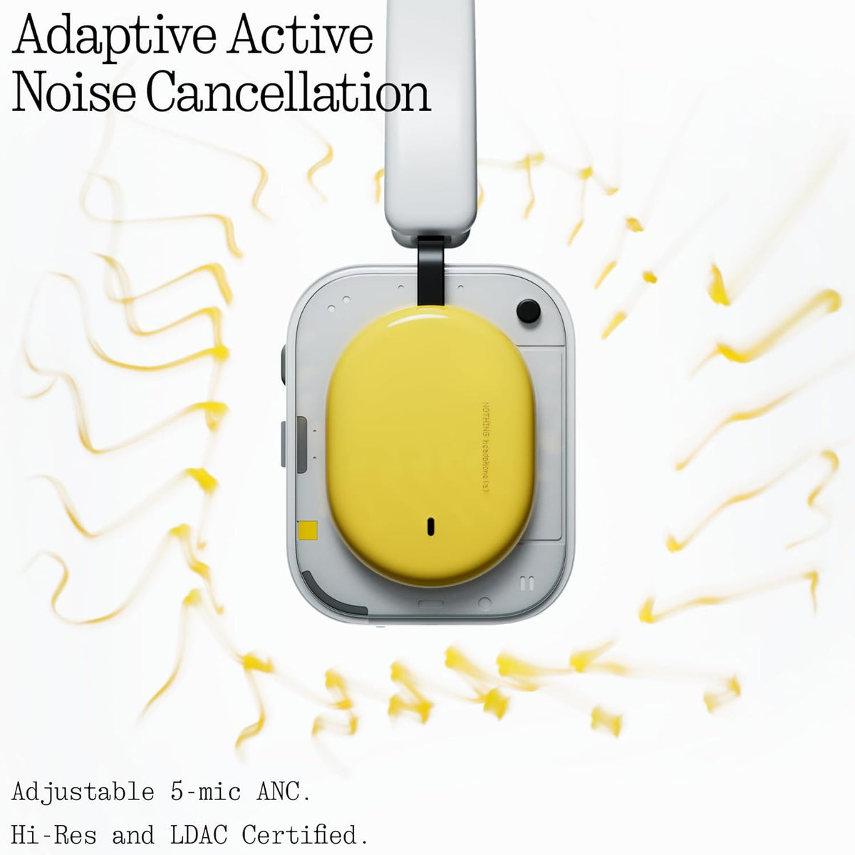 Nothing Headphone (a) 2026 New, Adaptive Active Noise Cancelling Headphones, Wireless Over Ear Bluetooth 5.4 ANC Headset with LDAC Hi-Res, 5 HD Mics Ultra Bass via APP, 135 Hours Playtime, White