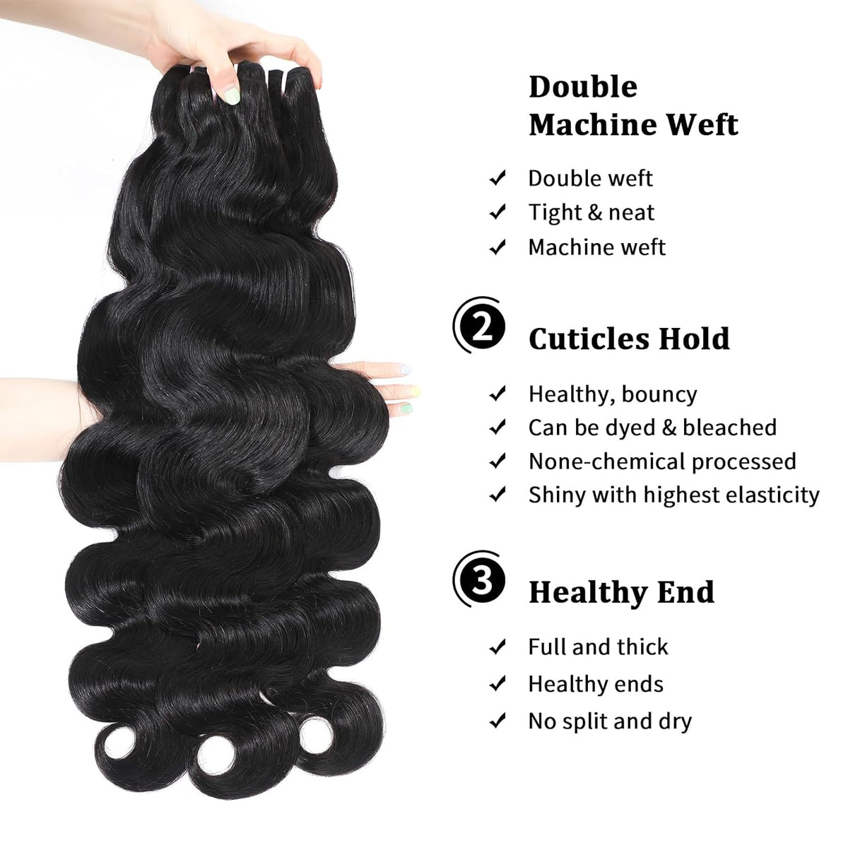 15A Raw Indian Human Hair Bundles Body Wave Bundles Human Hair,Triple Lifespan Virgin Remy Hair,No Tangle Shedding,Keep Texture Silky Soft After Multiple Washes (3 Bundles Natural Black, 20 22 24)