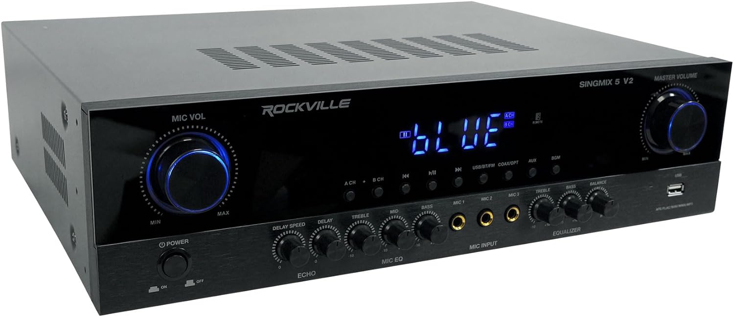 RockvilIe SingMix 5 2000w Home Theater Receiver w/Bluetooth/Echo/Mic inputs