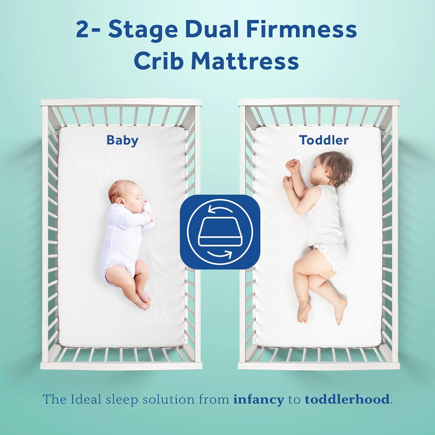Sealy Baby Cotton Cozy Rest Breathable 2 Stage Waterproof Crib Mattress plus Toddler Bed Fit, 204 Coils & Soft Coton Cover, GREENGUARD Gold Certified, Safety & Quality Tested, Made in USA, 52"X28"