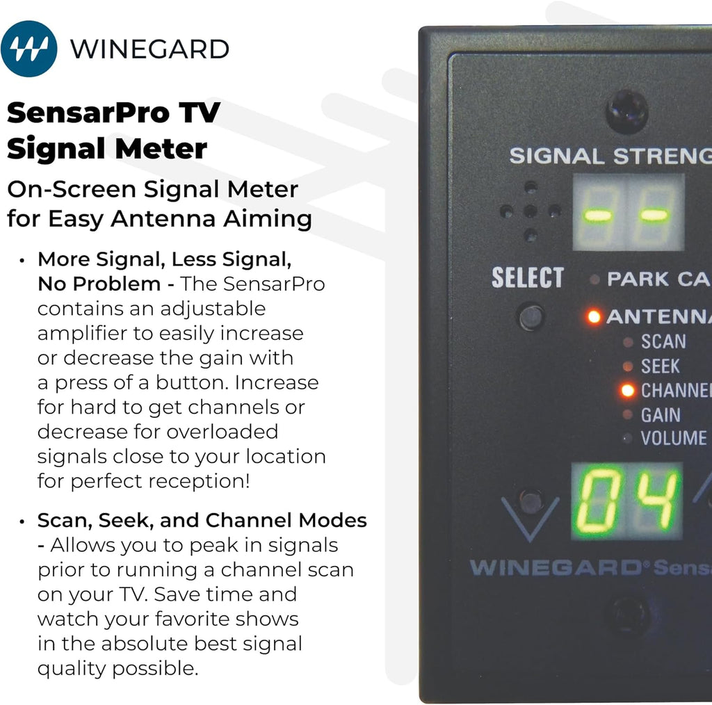 Winegard RFL-332 SensarPro TV Signal Strength Meter, Black, 4.5 Inch