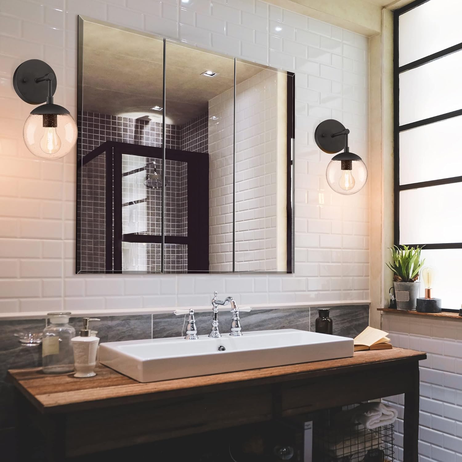 Design House 30 Inch Cyprus Bathroom Medicine Cabinet, Durable Pre-Assembled Wall Mounted or Recessed with Frameless Mirrored Doors, Reinforced Packaging, White Cabinet, 590349