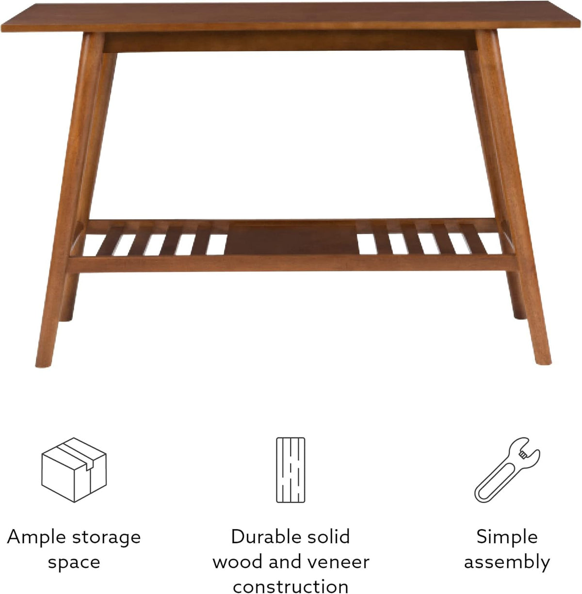 Linon Melissa Mid-Century Modern Walnut Console Table