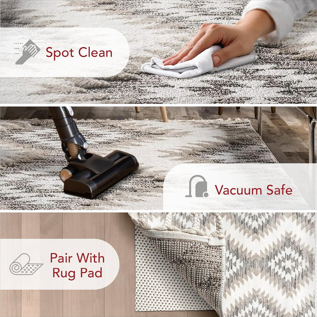 nuLOOM Adelade Beige/Ivory, 8'10" x 12', Southwestern, Shaggy, Soft and Cozy, High Traffic, Stain Resistant Area Rug for Bedroom, Living Room, Dining Space, Den, Foyer, Entryway
