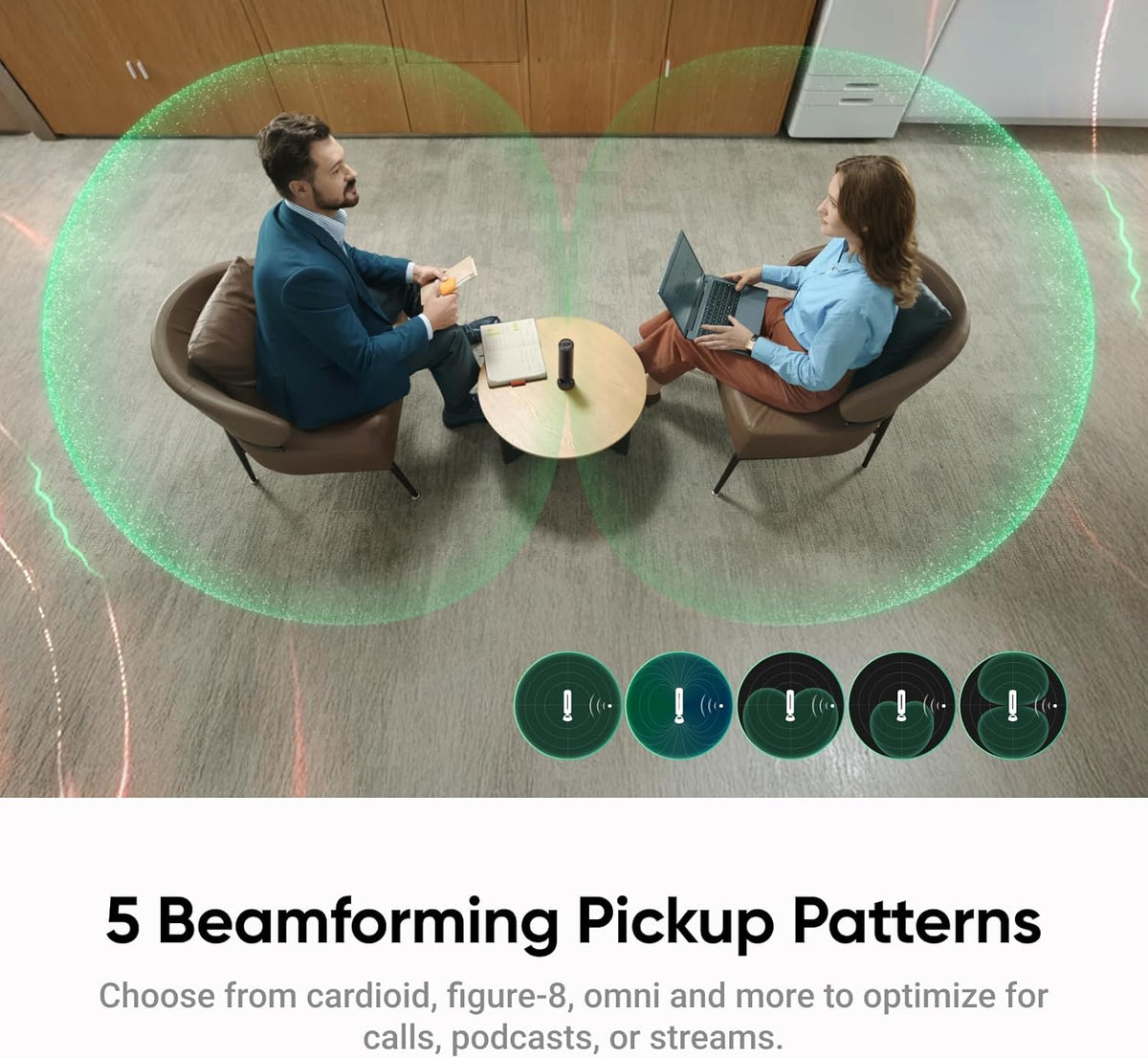 Insta360 Wave AI Conference Speakerphone with Bluetooth, Noise-Canceling Mics, Beamforming, Zoom Certified, AI Transcription & Summary, 32GB Storage for Meetings, Podcasts, Home office and Livestreams