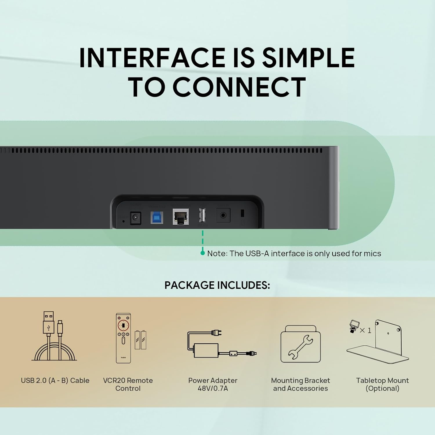 Yealink UVC40 E2 USB Conference Room Camera System Ultra-HD 4K Video Conference Camera 120° Wide-Angle Lens Built-in 8 Microphone Arrays Auto Framing Speaker Tracking and Smart Area Exposure Webcam