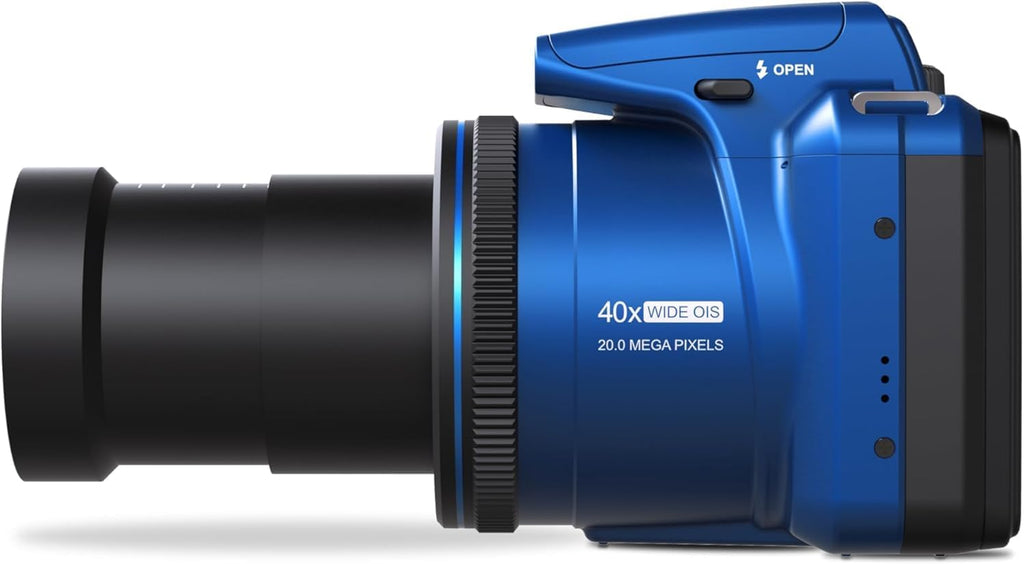 Minolta MN40Z 20MP Digital Camera – 40x Optical Zoom, 1080p FHD Video, 3.0" LCD, Wi-Fi, Face/Smile/Blink Detection – Blue