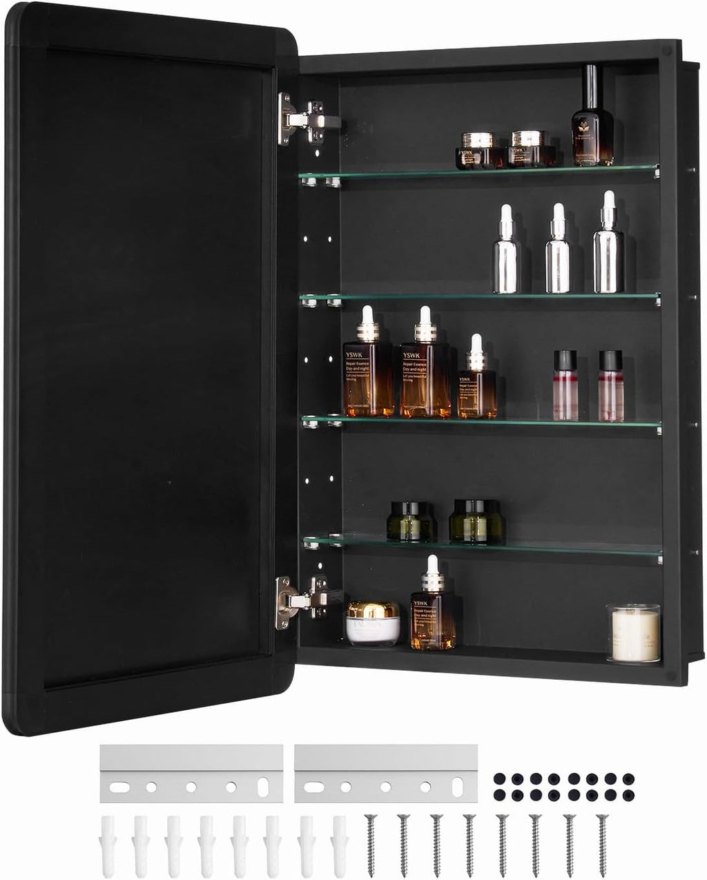 VEVOR Medicine Cabinet, 20 x 30 inch, Medicine Cabinet for Bathroom with Mirror, Aluminum Frame Bathroom Wall Cabinet, 4-Layer Adjustable Shelves, Recessed & Wall-Mounted Installation