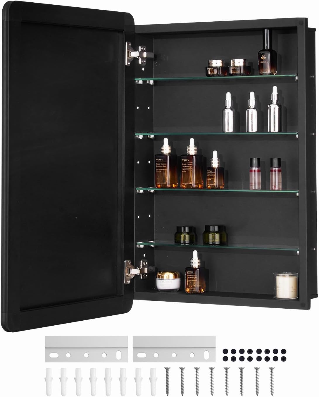VEVOR Medicine Cabinet, 20 x 30 inch, Medicine Cabinet for Bathroom with Mirror, Aluminum Frame Bathroom Wall Cabinet, 4-Layer Adjustable Shelves, Recessed & Wall-Mounted Installation