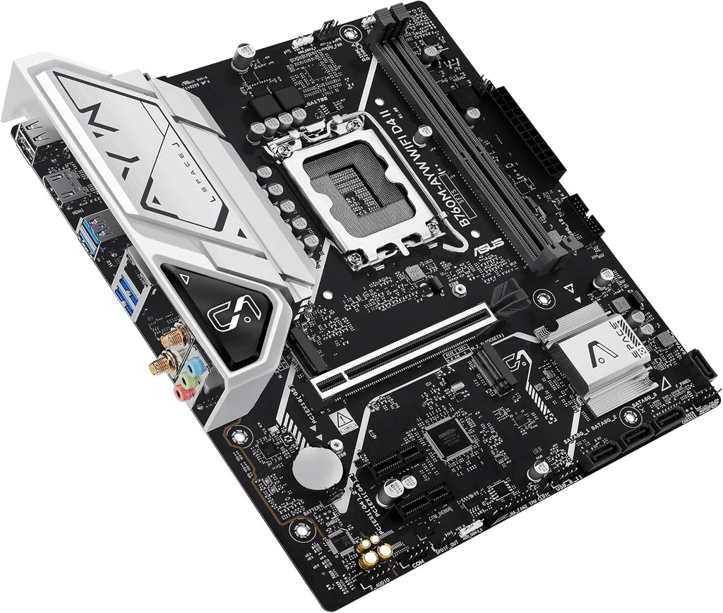 ASUS B760M-AYW WiFi D4 II Intel® B760 (LGA 1700) microATX mATX Motherboard, PCIe 5.0 x16 Support, Two M.2 Slots, DDR4, Realtek 2.5Gb Ethernet, Wi-Fi 6, HDMI, SATA 6 Gbps, Front USB 5Gbps, Aura Sync