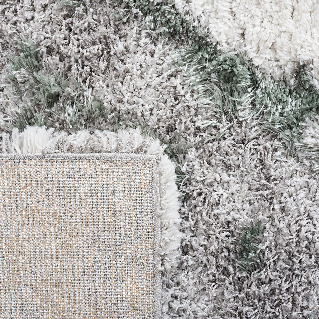 SAFAVIEH Horizon Shag Collection Area Rug - 9' x 12', Grey & Green, Modern Abstract Design, Non-Shedding & Easy Care, 2.6-inch Thick Ideal for High Traffic Areas in Living Room, Bedroom (HZN890Y)