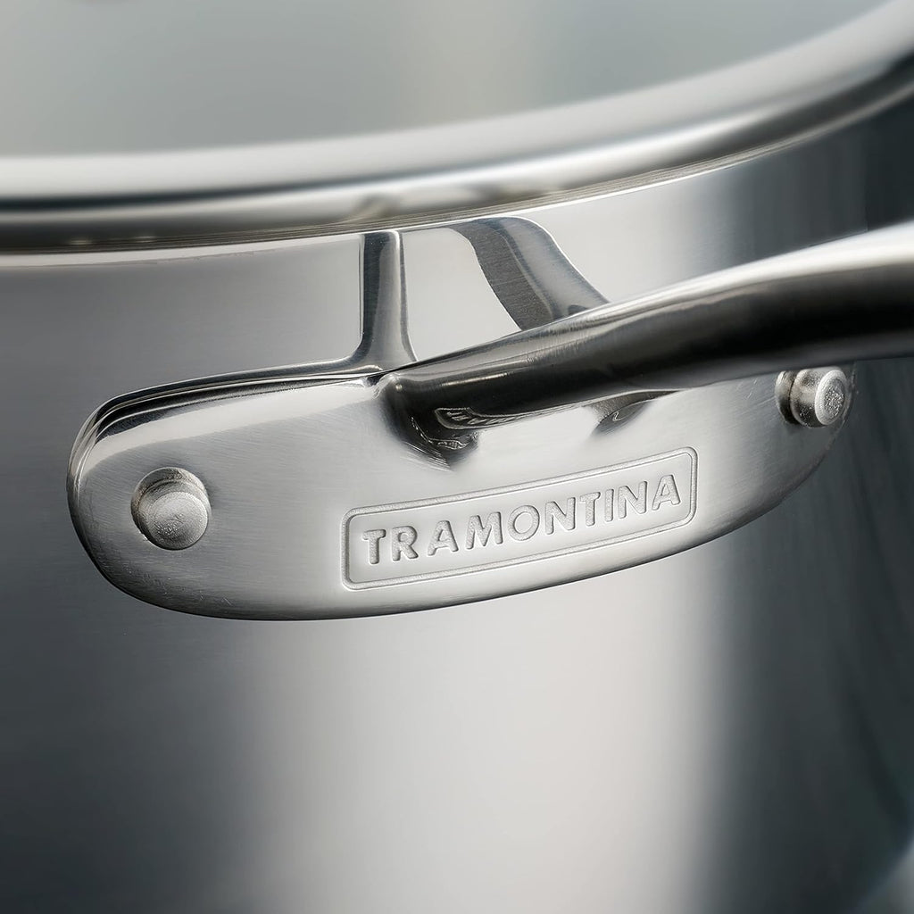 Tramontina Tri-Ply Clad Stainless Steel 8-Piece Cookware Set with Glass Lids, Pots and Pans Kitchen Set, Induction-Ready, Dishwasher-Safe, NSF-Certified
