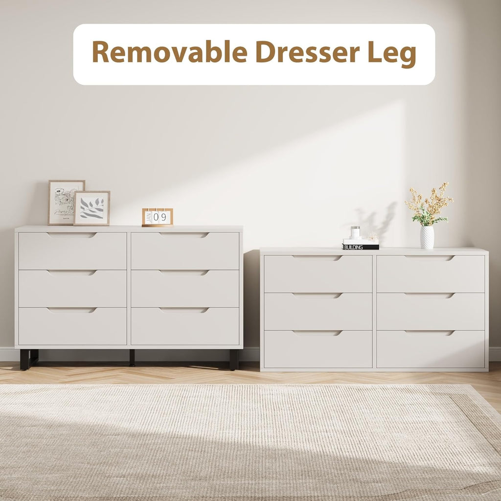 GarveeHome 6 Dresser for Bedroom, 47.2 in Wide Dresser, Freestanding Vertical Drawer Cabinet with Storage, Wooden Closet Storage Chest for Living Room, Hallway, Entryway