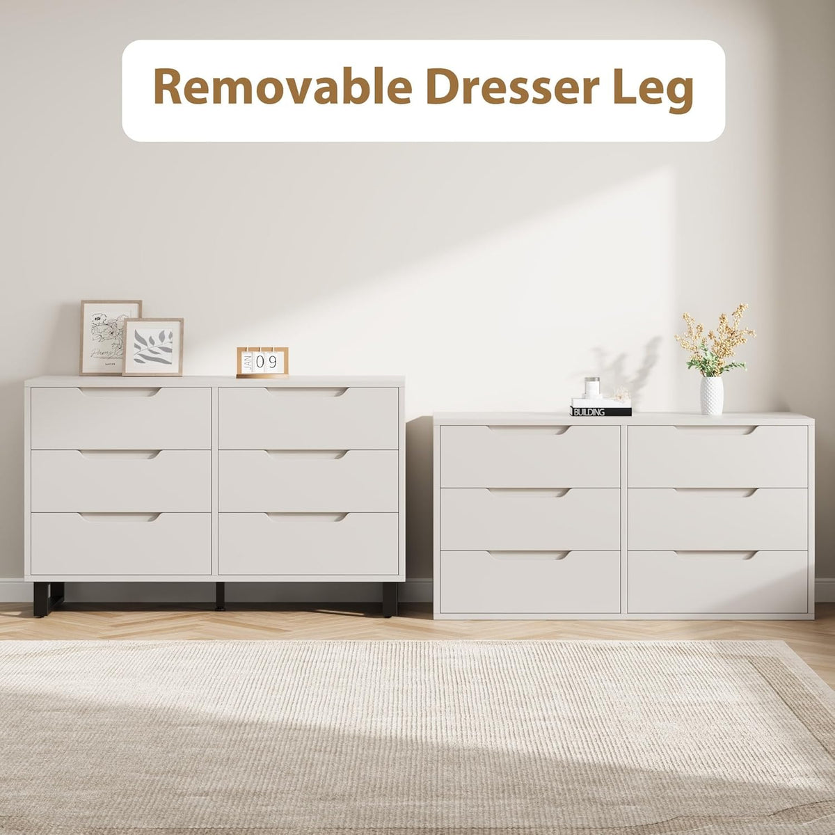 GarveeHome 6 Dresser for Bedroom, 47.2 in Wide Dresser, Freestanding Vertical Drawer Cabinet with Storage, Wooden Closet Storage Chest for Living Room, Hallway, Entryway