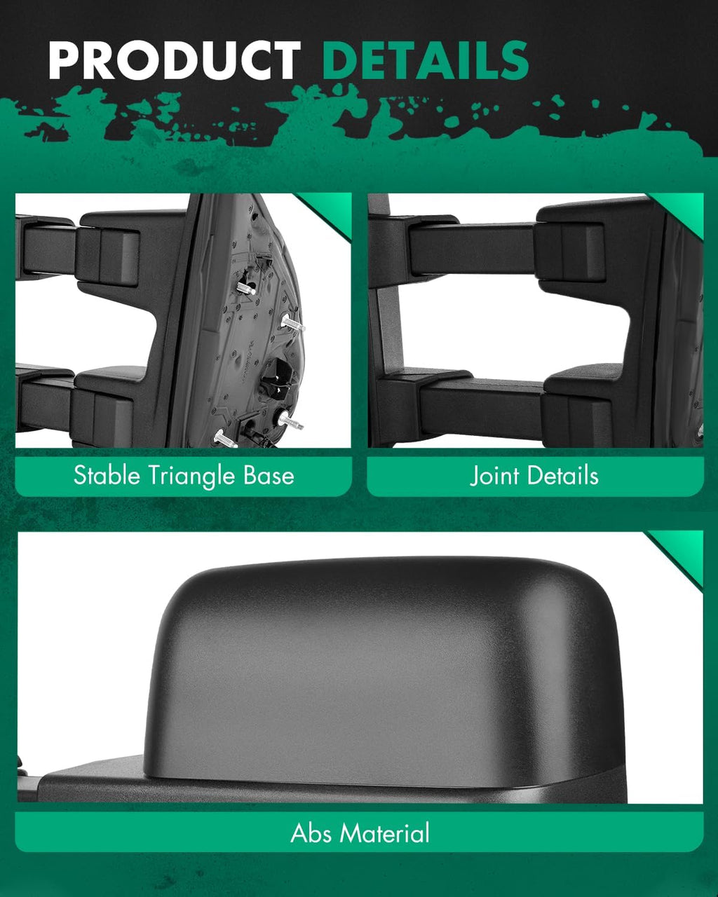 Towing Mirror for Ford for F250 for F350 for F450 for F550 Super Duty Power Heated Driver and Passenger Side Smoke Turn Signal Lights 2008 2009 2010 2011 2012 2013 2014 2015 2016