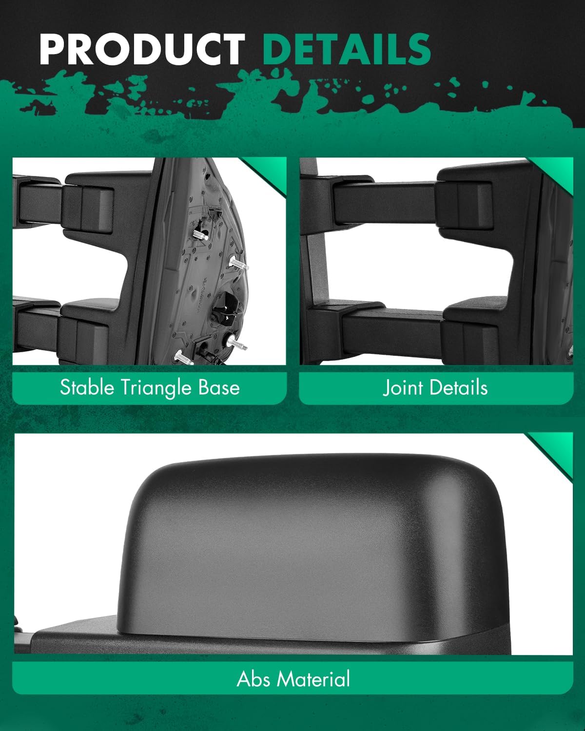 Towing Mirror for Ford for F250 for F350 for F450 for F550 Super Duty Power Heated Driver and Passenger Side Smoke Turn Signal Lights 2008 2009 2010 2011 2012 2013 2014 2015 2016