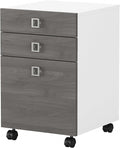 Bush Business Furniture Echo 3 Drawer Mobile File Cabinet in Pure White and Modern Gray