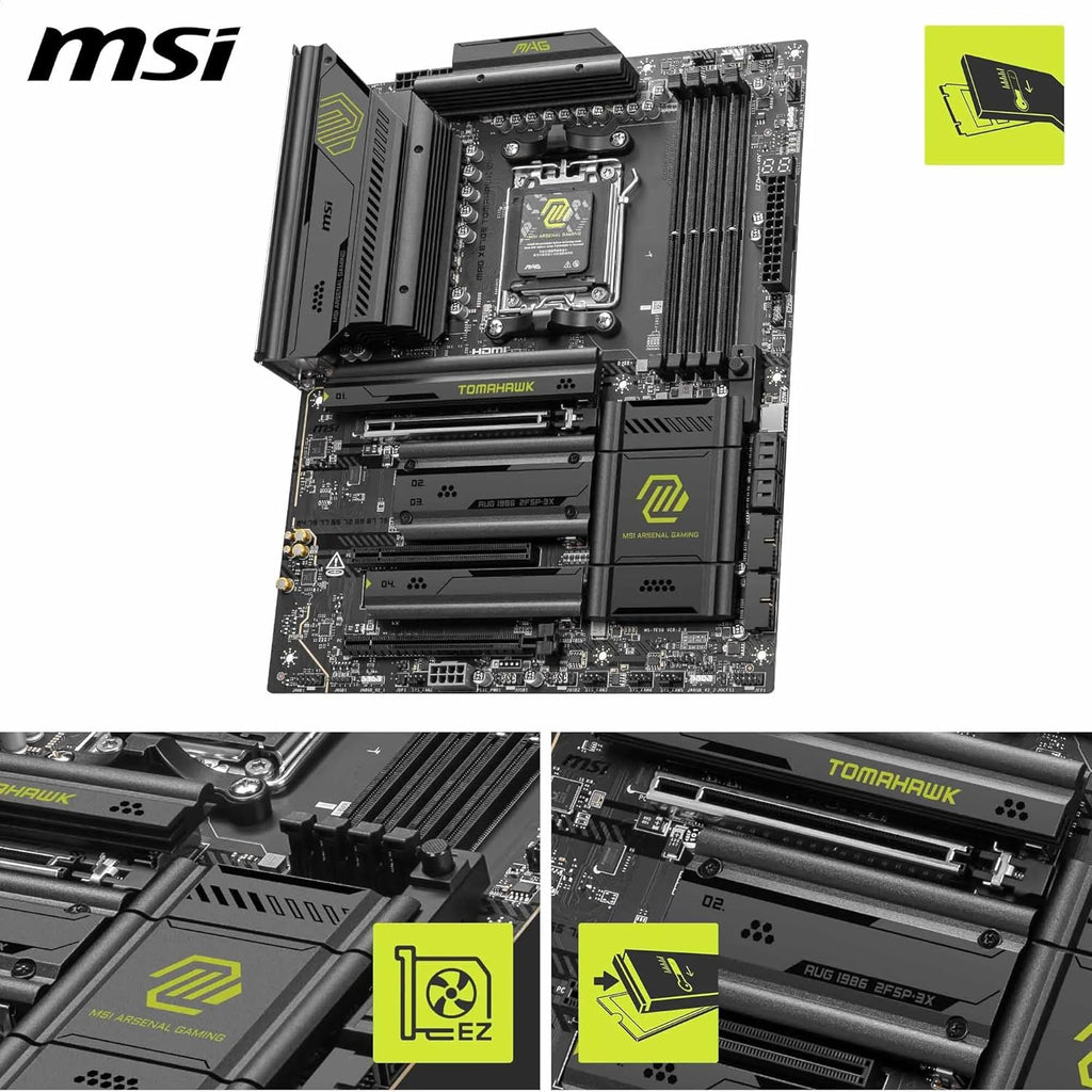 MSI MAG X870E Tomahawk WiFi Motherboard, ATX - Supports AMD Ryzen 9000/8000 / 7000 Processors, AM5-80A SPS VRM, DDR5 Memory Boost 8400+ MT/s (OC), PCIe 5.0 x16, M.2 Gen5, Wi-Fi 7, 5G LAN (Renewed)