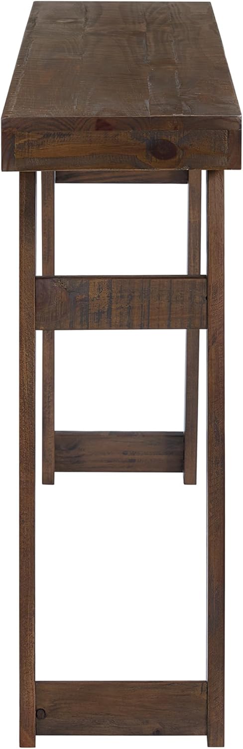 Alaterre Furniture Lawas Solid Wood Console Table - 56 Inch Modern Farmhouse Entryway Table - Easy Assembly Living Room Furniture for Behind The Couch, Entryway, or Hallway (Brown)