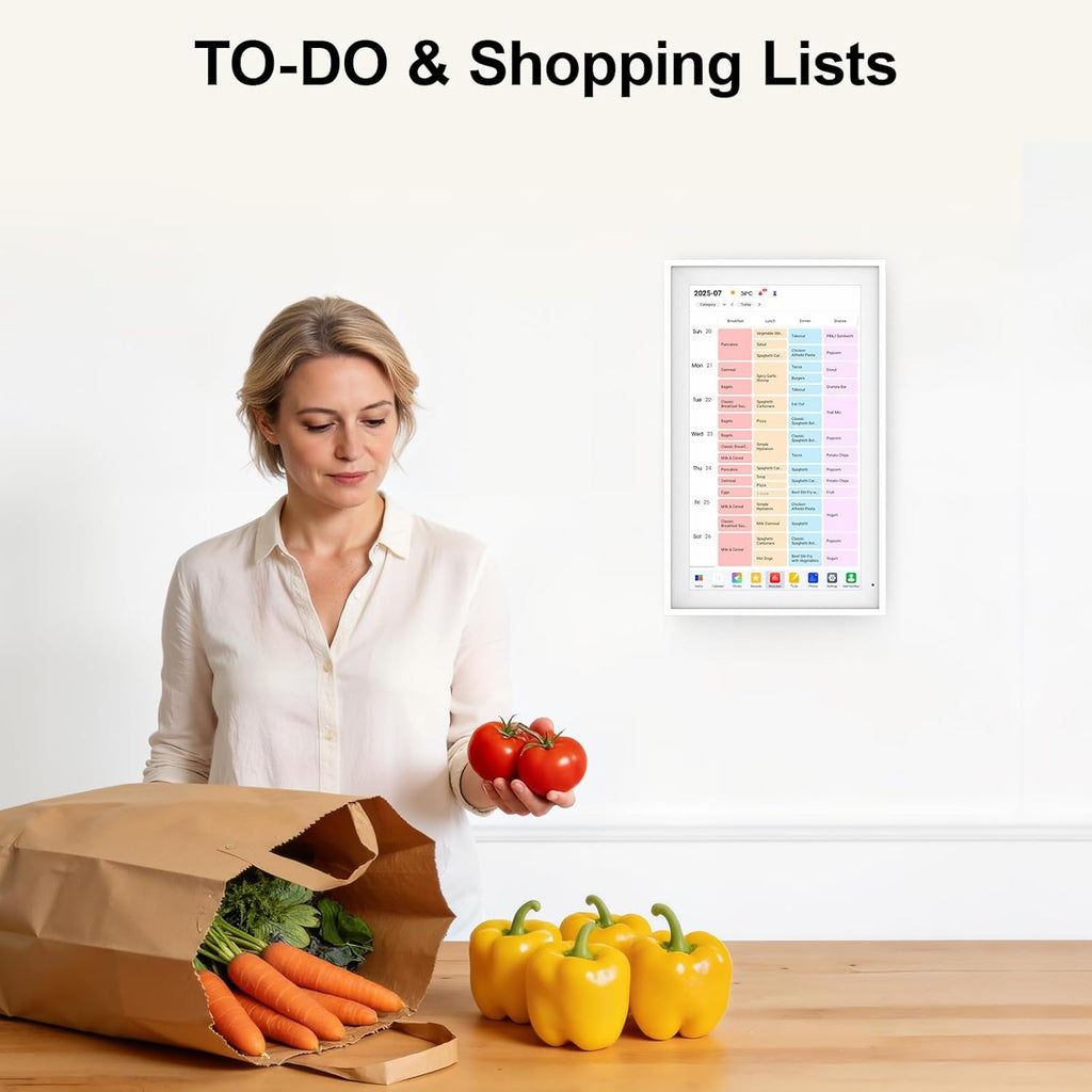 Digital Calendar 15.6" Digital Wall Planners for Family Schedules, Electronic Calendar with 1920*1080 Interactive Touchscreen, Digital Photo Frame Built-in 64GB Memory, Smart Calendar-White