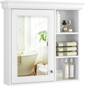 Merax Modern Bathroom Medicine Cabinet with Mirror, 30" x 28" Wall Mounted White Medicine Cabinet with Storage and Open Shelves,Over The Toilet Mirrored Bathroom Storage Wall Cabinet