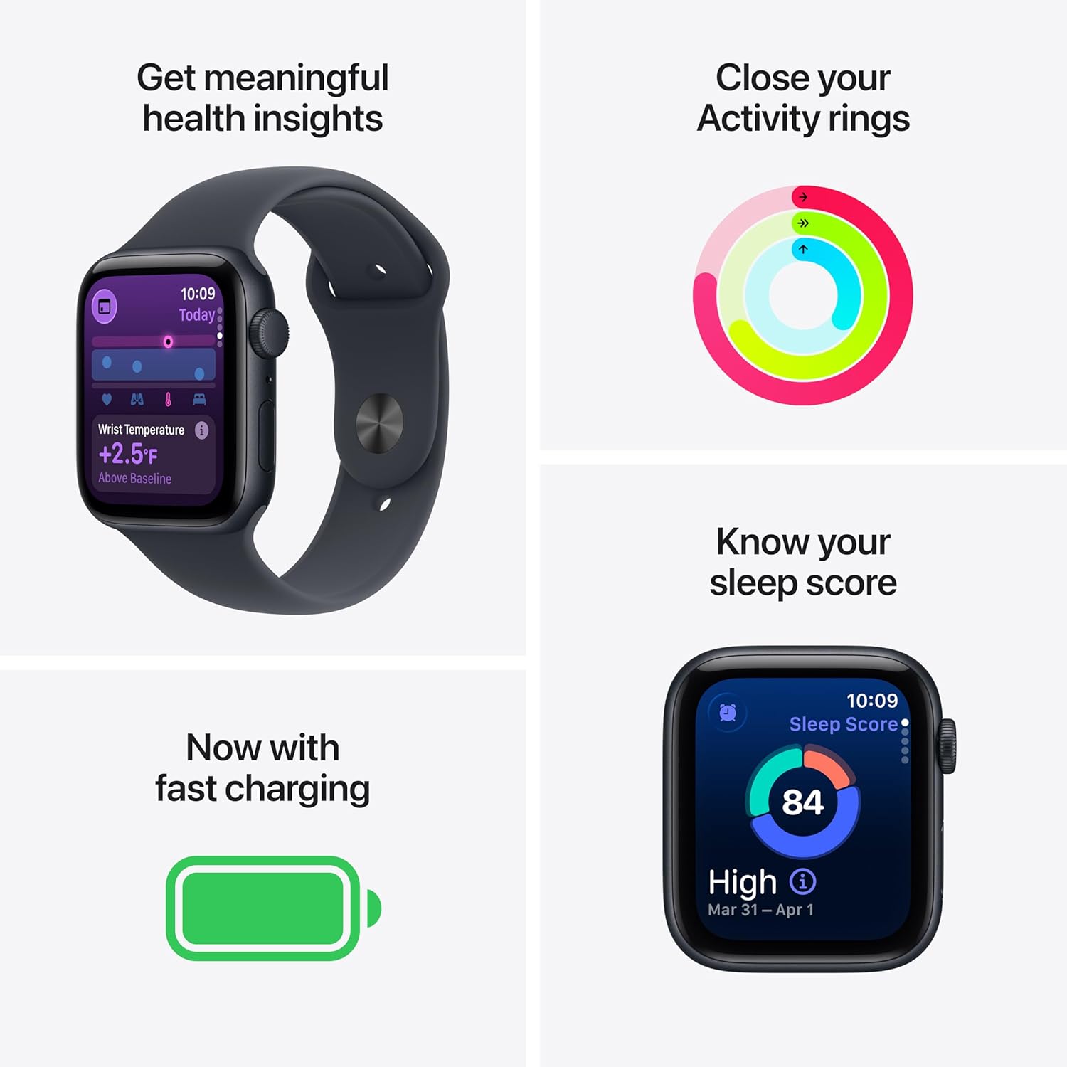 Apple Watch SE 3 GPS 44mm Smartwatch with Starlight Aluminum Case with Starlight Sport Band - M/L. Fitness and Sleep Trackers, Heart Rate Monitor, Always-On Display, Water Resistant