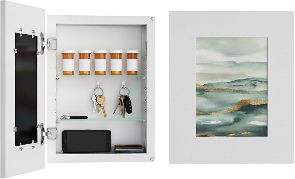 Houseables Medicine Cabinet No Mirror, Recessed Medicine Cabinet, Hidden in Wall Niche, Without Mirror, Picture Frame, Concealed, Built in, Between Stud Shelf Insert, Bathroom Storage, 12x15 (14x17)