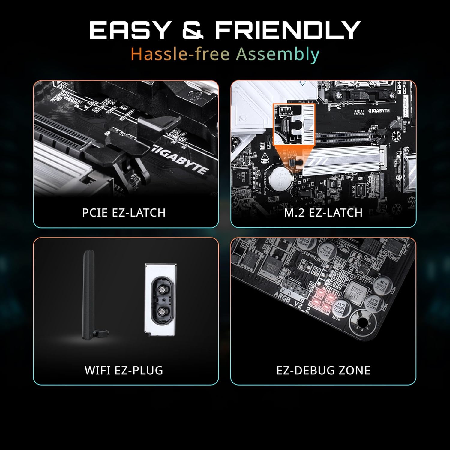 GIGABYTE B840M GAMING PLUS WIFI6E AMD AM5 mATX Motherboard, Support Ryzen 9000/8000/7000 Series, 8+2+2 Power Phase, DDR5, 2x M.2, PCIe 4.0, USB-C 3.2 Gen 1, WiFi 6E, GbE LAN, EZ-Latch, 3-Year Warranty