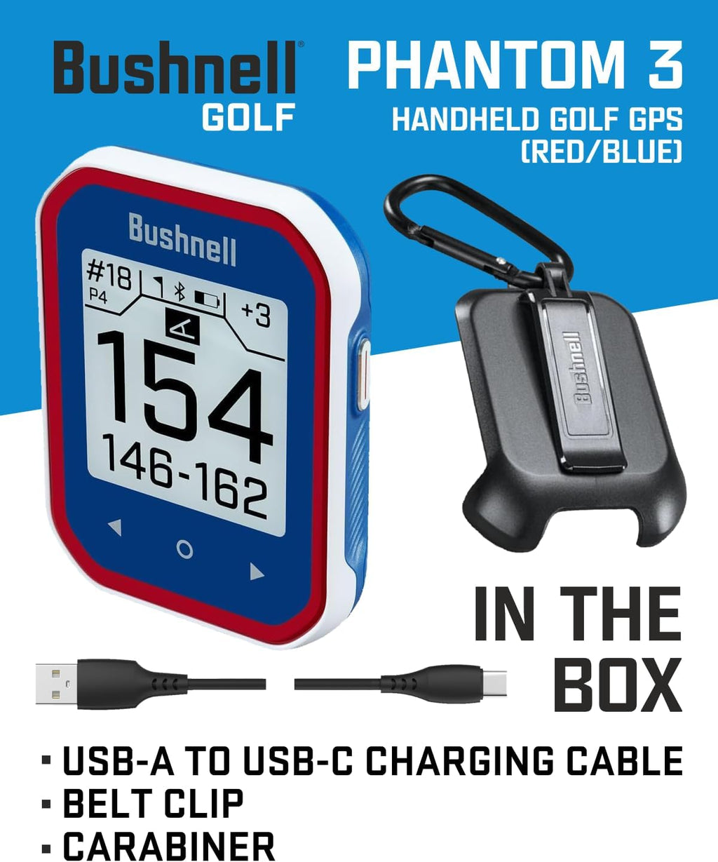 bushnellgolf Golf Phantom 3 Handheld Slope GPS, Touchscreen Display, Belt Clip & Carabiner, (Blue)