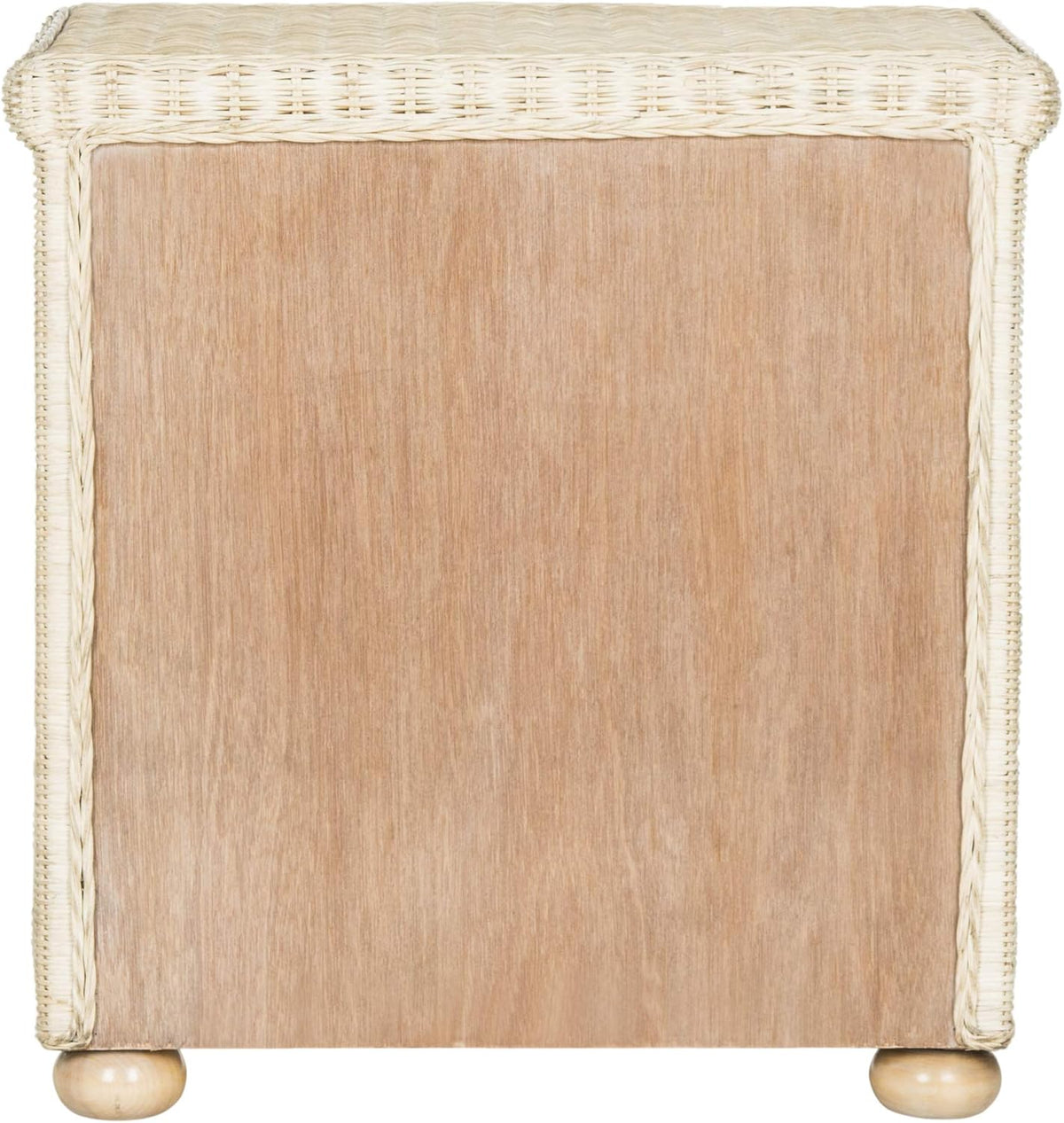 SAFAVIEH Home Collection - Adira Natural White Wash Wicker 1-Drawer Nightstand Accent Table, Coastal Boho Bedroom Storage Furniture with Shelf, 22.1"W x 16.5"D x 22.1"H (SEA8002A)
