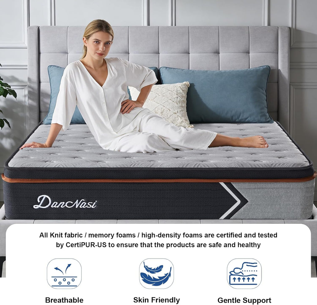 Full Size Mattress, Hybrid Medium Firm 12 Inch Full Mattress, Double Bed Mattress, Gel Memory Foam /Pocket Spring for Pressure Relief, Motion Isolation, Double Mattress, Colchones Full, Bed In a Box