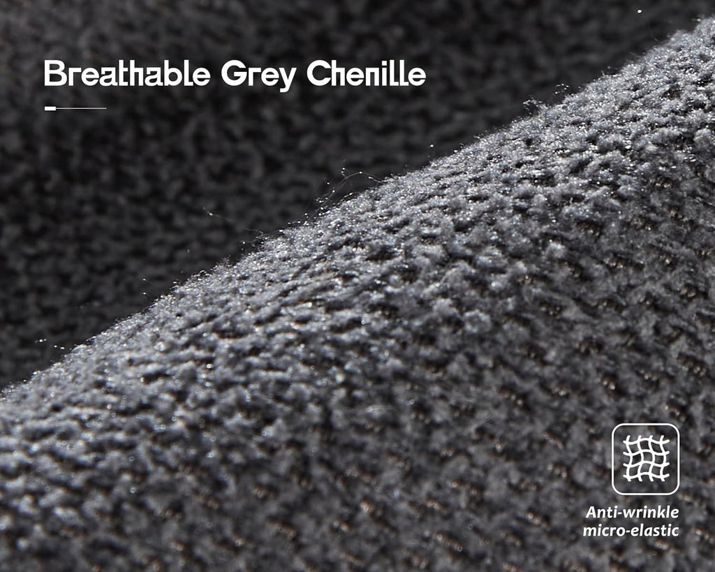 AMERLIFE Chenille Sofa Chair, Modern Comfy Couch with Cup Holders & USB Ports for Living Room, Charcoal Grey Upholstered Couch