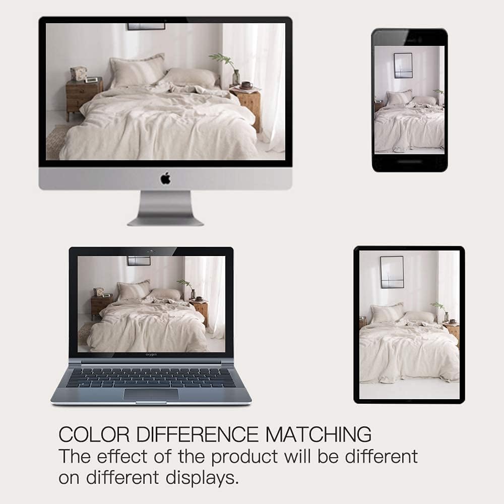 Simple&Opulence 100% Washed Linen Duvet Cover Set with Embroidered,3 Pieces Soft Farmhouse Comforter Set with Button Closure,1 Duvet Cover and 2 Pillowshams(King,Natural Linen)