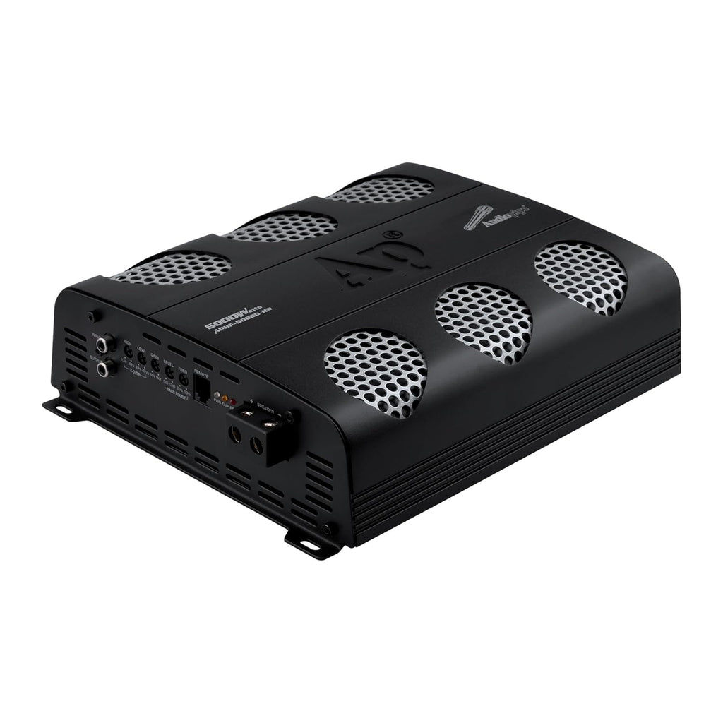 Audiopipe 5000 Watts Full Range Class D Mosfet Amplifier (APHF-5000D-H2), 4-Point Protection System, 2 Ohm, BTL Mode, Remote Bass Control Knob