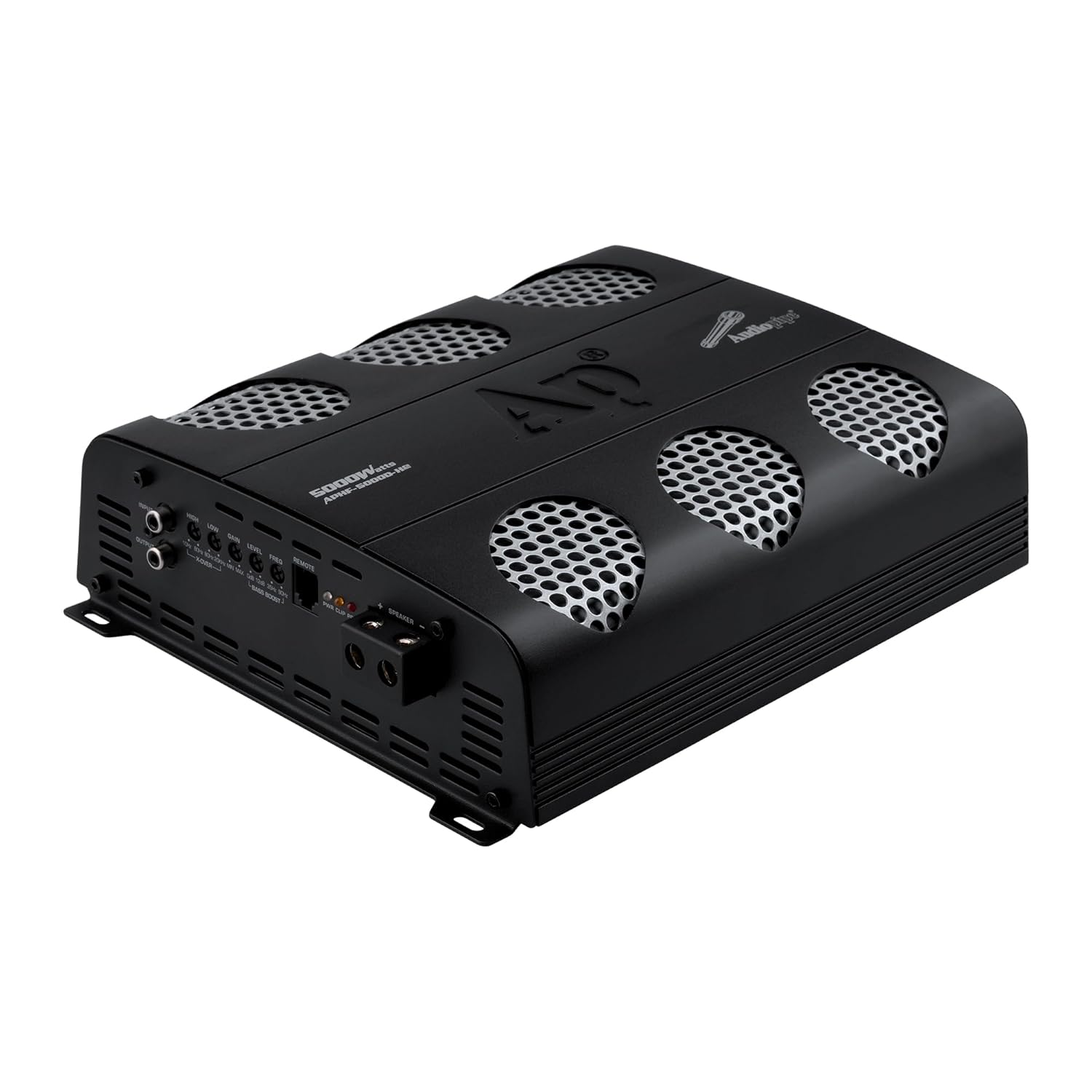 Audiopipe 5000 Watts Full Range Class D Mosfet Amplifier (APHF-5000D-H2), 4-Point Protection System, 2 Ohm, BTL Mode, Remote Bass Control Knob