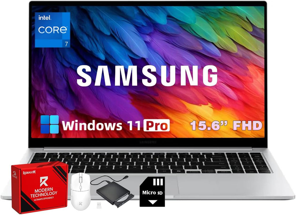 Samsung 15.6 Laptop Computer, Intel 10-Core 7 150U, Win11 Pro, Free Office 365 for The Web, 16GB RAM, 512GB SSD, 256GB SD Card, Backlit KB, 15.6" FHD Anti-Glare Display, Fingerprint