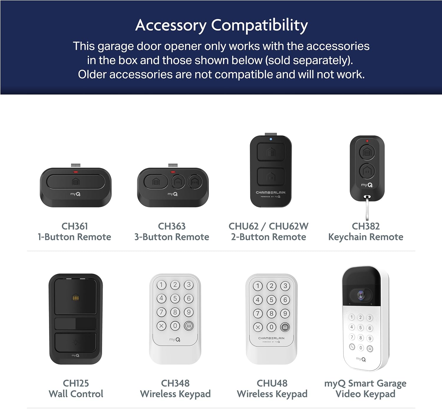 Chamberlain 3/4 HP Chain Drive Smart Garage Door Opener with Fixed Camera, Battery Backup, 2-Bulb Lighting, and myQ Connectivity