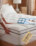 WestMonth Premium Quilted 1000GSM Luxury Extra Thick Mattress Topper with Deep Pocket (8-21") - Breathable & Fluffy Soft Cooling Bed Cover - Fits Standard Mattresses Perfectly (White, Queen)