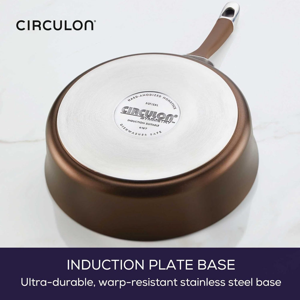 Circulon Symmetry Dishwasher Safe Hard Anodized Nonstick Cookware Pots and Pans Set, 11-Piece, Chocolate
