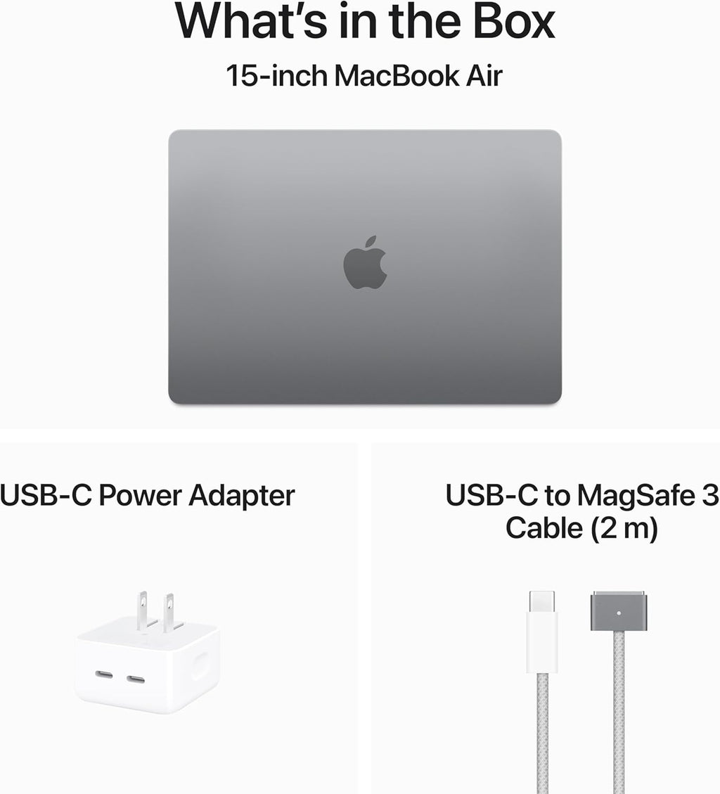 Apple 2024 MacBook Air with M3 chip, 15-inch, 16GB RAM, 256GB SSD, Space Gray (Renewed)