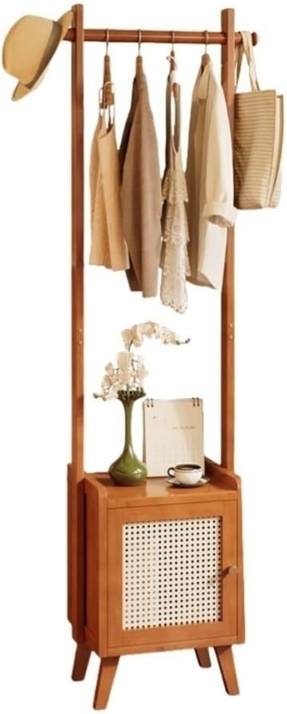 Coat Rack with Storage Cabinet Hanging Clothes Rack with Cabinet Laundry Racks Coat Holder for Entryway Decor