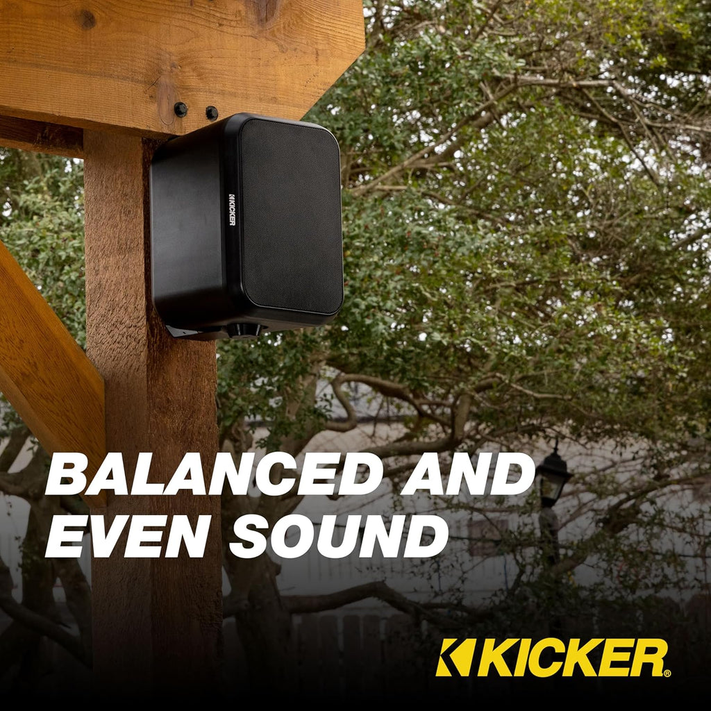 KICKER Outdoor Audio 8″ Indoor Outdoor Speakers (52OA8B) – Weatherproof, UV-Resistant Wall or Ceiling Mount Speakers with Polyethylene-Mica Woofer Black